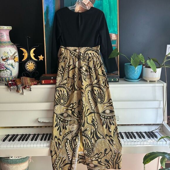 Nu-Mode Vintage 70’s Black and Gold Long Sleeve Dress Small - Picture 13 of 16